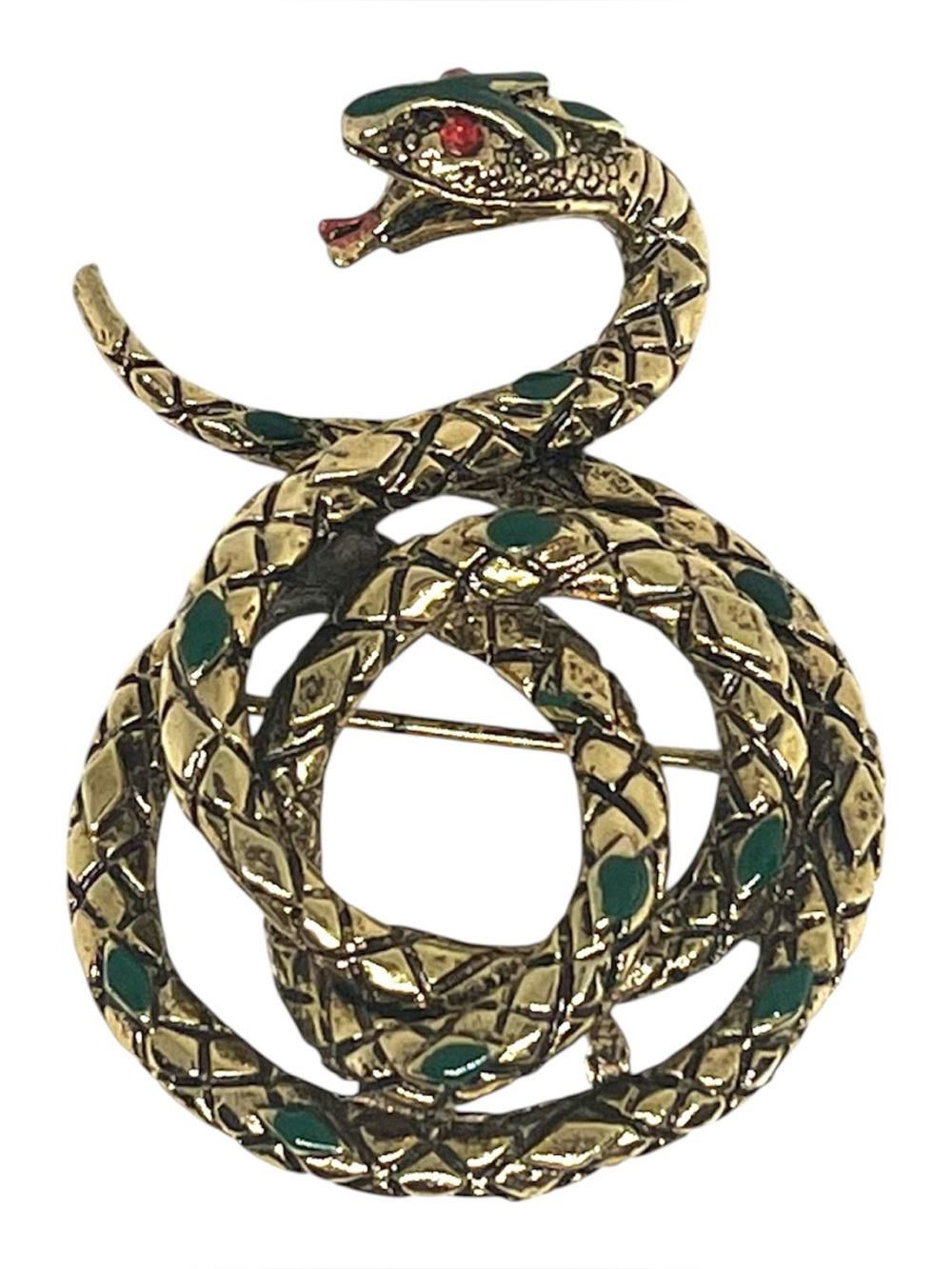 Vintage Signed ART Coiled Snake Brooch